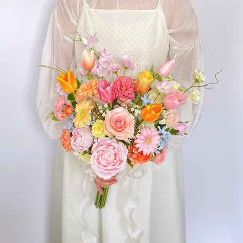オーダーメイド】チューリップ とローズの パステル クラッチブーケ