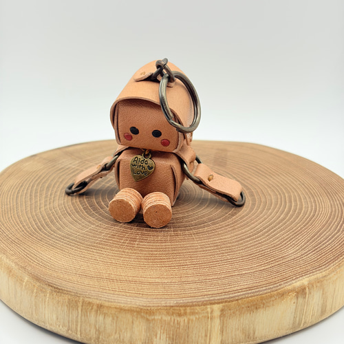 ミニチュアロボット 赤ちゃんお座り型キーホルダー 極小 栃木レザー