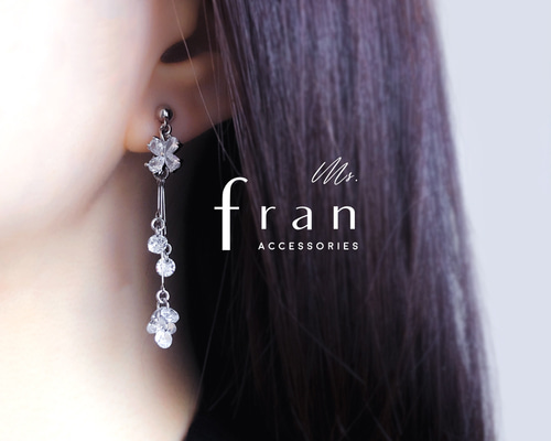 再販】キラキラ揺れるテールイヤリング【ピアス/イヤリング】CZ