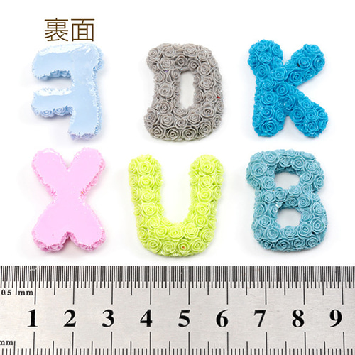 A063 24個 アクリル貼り付けパーツ 英語ミックス 文字 カラフル