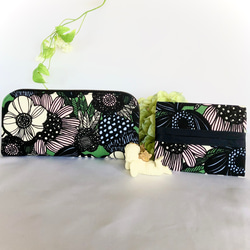 大人かわいい布財布　レトロフラワー 大人かわいい布財布 イエローフラワーサークル 長財布 minmin