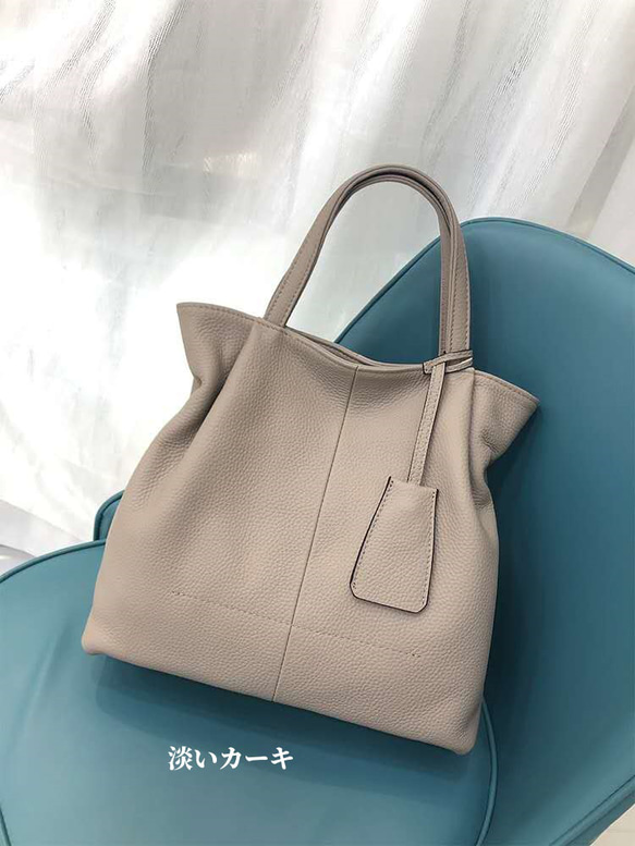 優雅な気質！•カーキ|黒|カラメル|ワインレッド|4色•3WAY•厚手な天然軟めな牛革ハンドバッグ•牛革ショルダーバッグ 12枚目の画像