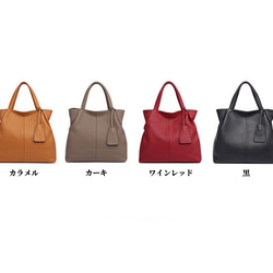 優雅な気質！•カーキ|黒|カラメル|ワインレッド|4色•3WAY•厚手な天然軟めな牛革ハンドバッグ•牛革ショルダーバッグ 6枚目の画像