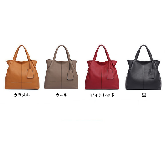 優雅な気質！•カーキ|黒|カラメル|ワインレッド|4色•3WAY•厚手な天然軟めな牛革ハンドバッグ•牛革ショルダーバッグ 6枚目の画像