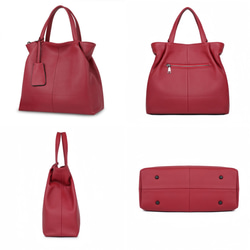 優雅な気質！•カーキ|黒|カラメル|ワインレッド|4色•3WAY•厚手な天然軟めな牛革ハンドバッグ•牛革ショルダーバッグ 18枚目の画像