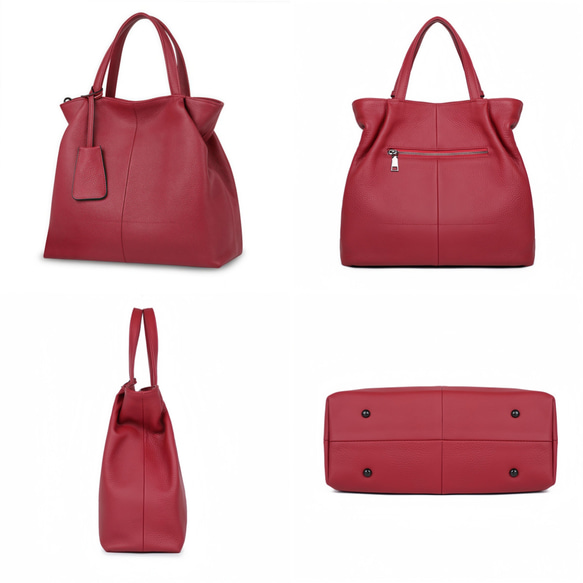 優雅な気質！•カーキ|黒|カラメル|ワインレッド|4色•3WAY•厚手な天然軟めな牛革ハンドバッグ•牛革ショルダーバッグ 18枚目の画像