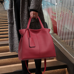 優雅な気質！•カーキ|黒|カラメル|ワインレッド|4色•3WAY•厚手な天然軟めな牛革ハンドバッグ•牛革ショルダーバッグ 2枚目の画像