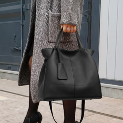 優雅な気質！•カーキ|黒|カラメル|ワインレッド|4色•3WAY•厚手な天然軟めな牛革ハンドバッグ•牛革ショルダーバッグ 3枚目の画像