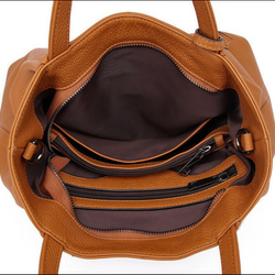 優雅な気質！•カーキ|黒|カラメル|ワインレッド|4色•3WAY•厚手な天然軟めな牛革ハンドバッグ•牛革ショルダーバッグ 16枚目の画像