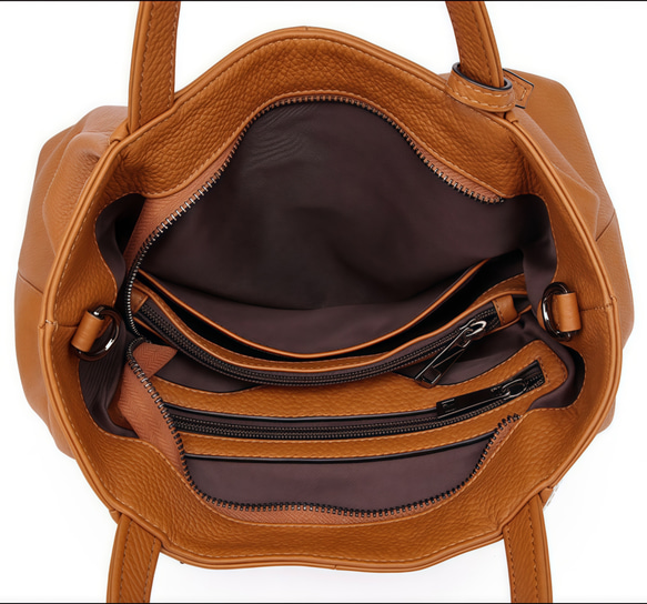 優雅な気質！•カーキ|黒|カラメル|ワインレッド|4色•3WAY•厚手な天然軟めな牛革ハンドバッグ•牛革ショルダーバッグ 16枚目の画像