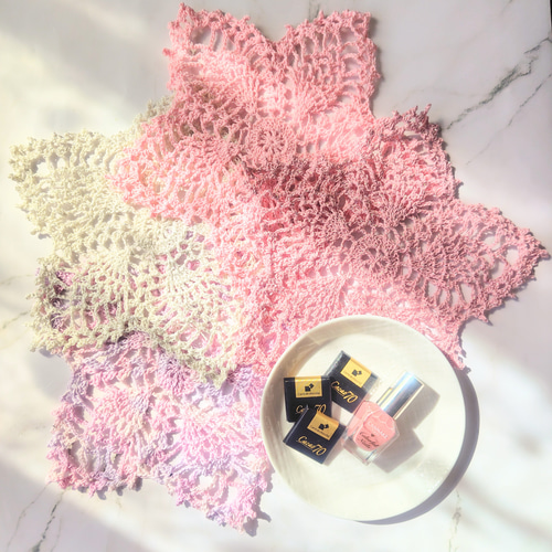 暮らしを彩る桜型レースドイリーコースター かぎ針編み 手編み