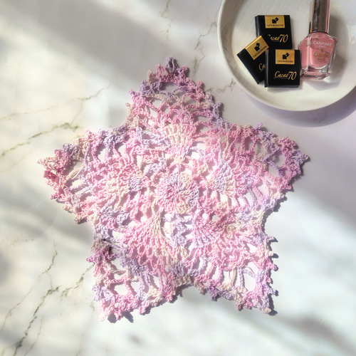 暮らしを彩る桜型レースドイリーコースター かぎ針編み 手編み