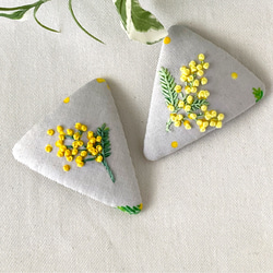 ミモザ☆5センチパッチンピン ミモザ刺繍パッチンピン キッズパッチンピン ヘアピン HISAYORI