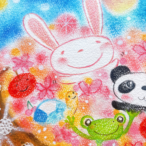 一点物原画 【みんな一緒が楽しくて嬉しい】パステル画 ホスピタル