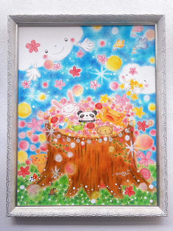 絵画 癒しの絵 パステルアート 一点物原画 【みんな一緒が楽しくて嬉しい】パステル画 ホスピタル