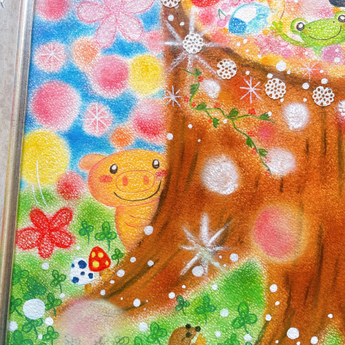 一点物原画 【みんな一緒が楽しくて嬉しい】パステル画 ホスピタル