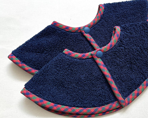 生地入荷しました！　ファミリアチェック　各種スタイ 青ファミリア風チェック・ネイビー】タオルスタイ サークルスタイ 出産