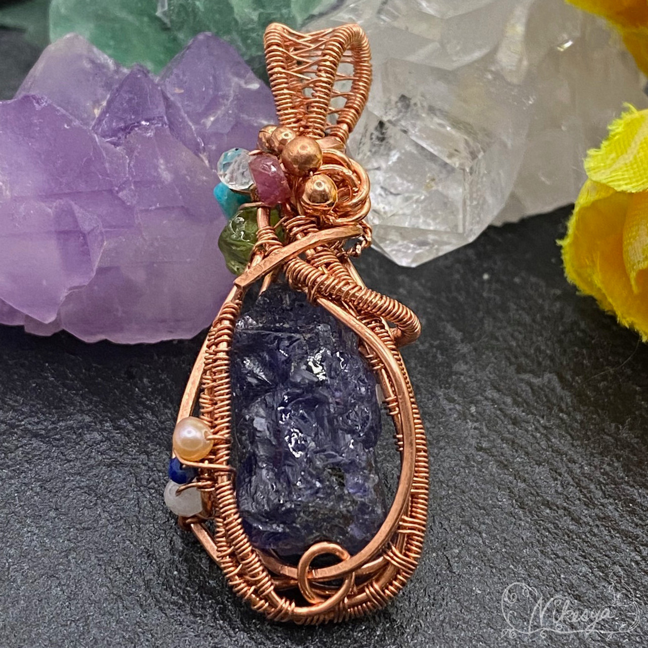 【コッパー99,9】タンザナイト原石のペンダントトップ【12月誕生石】【一点もの】【送料無料】