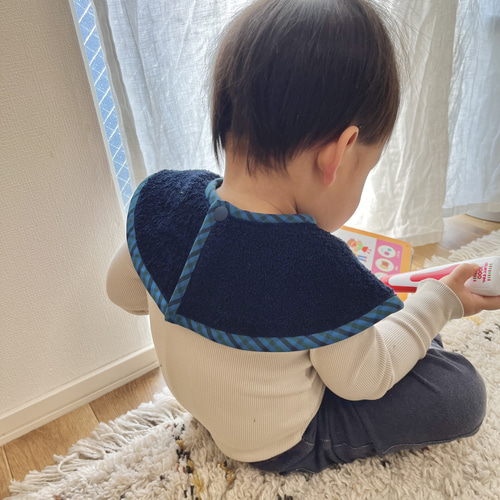 青ファミリア風チェック・ネイビー】タオルスタイ サークルスタイ 出産