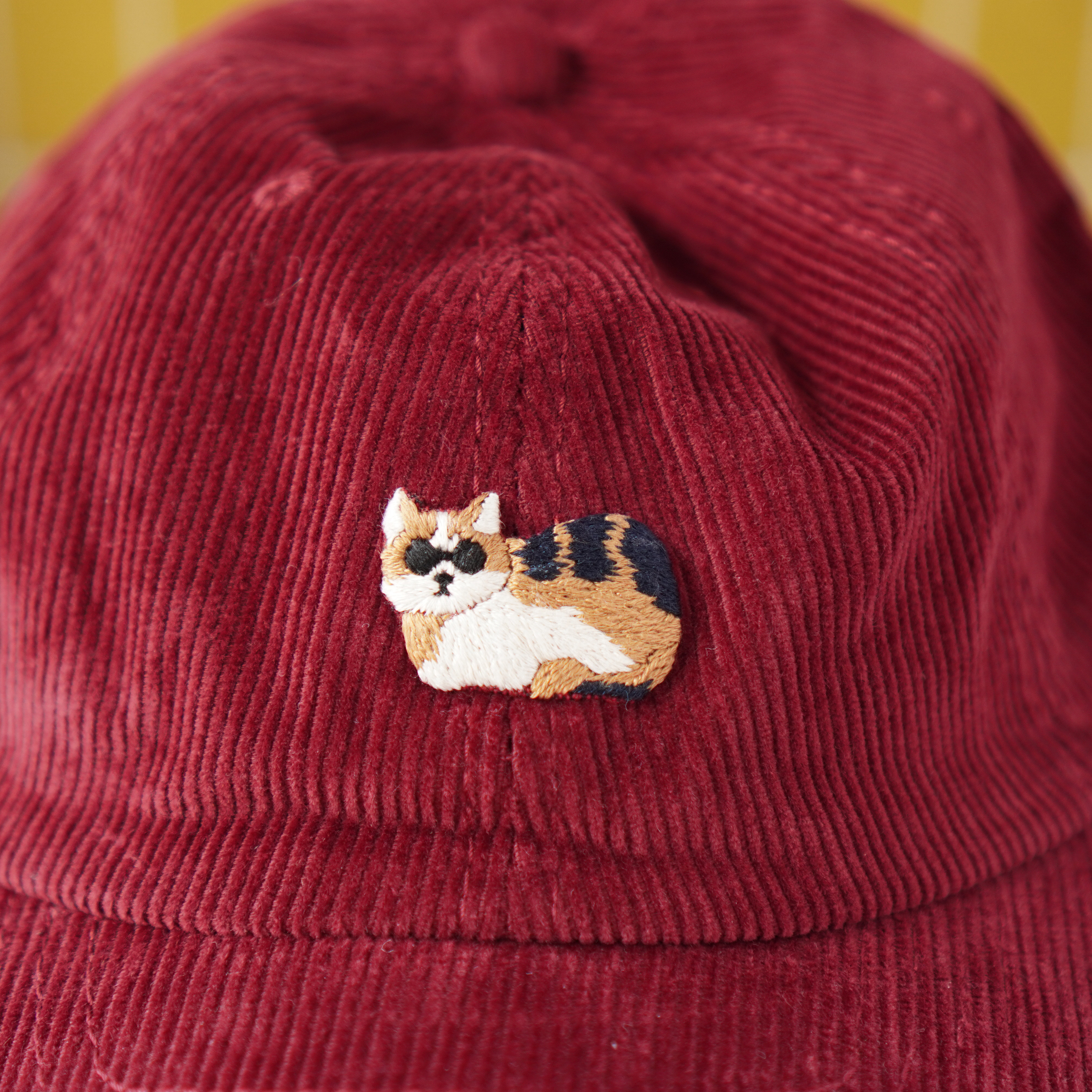 【受注制作】手刺繍 コーデュロイ キャップ ( サングラスねこ )