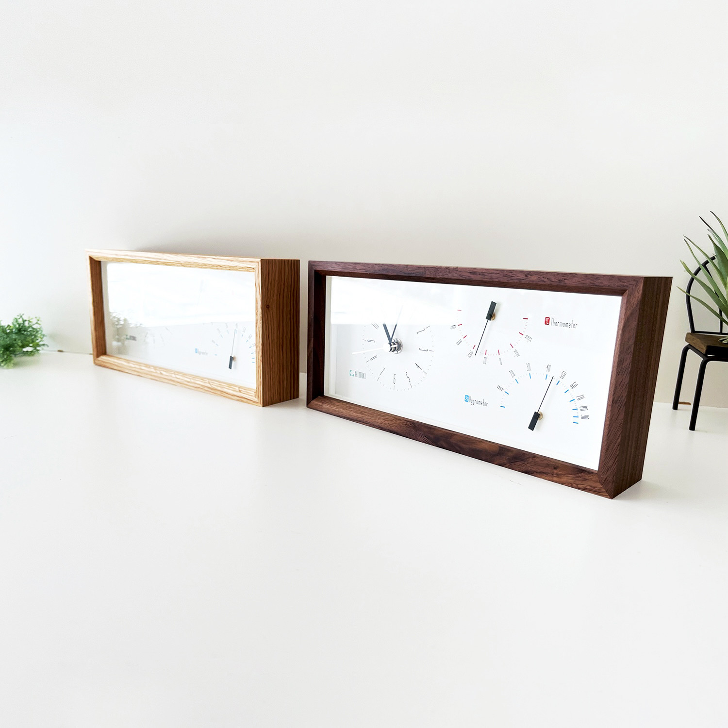 KATOMOKU サーモクロック 温湿度計 オーク km-152OA