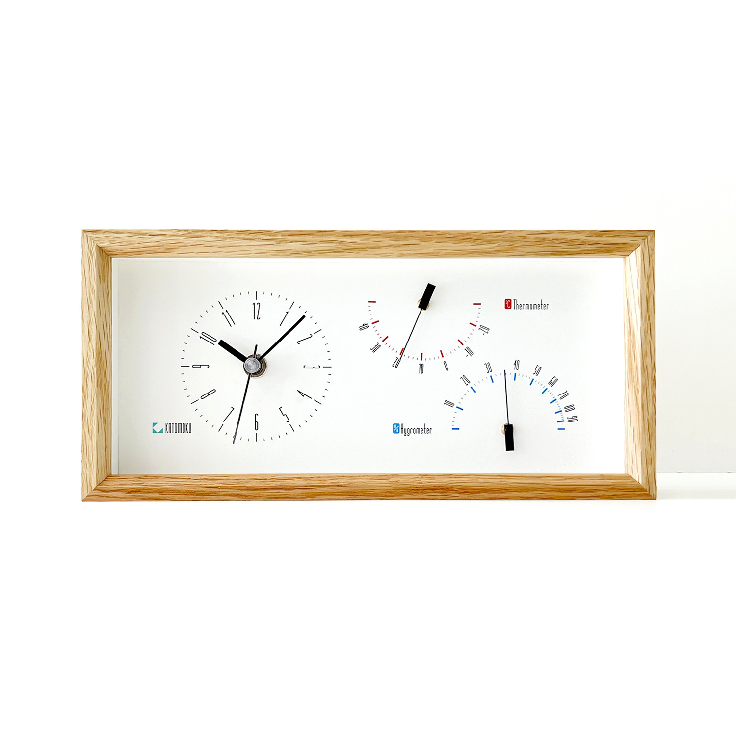 KATOMOKU サーモクロック 温湿度計 オーク km-152OA