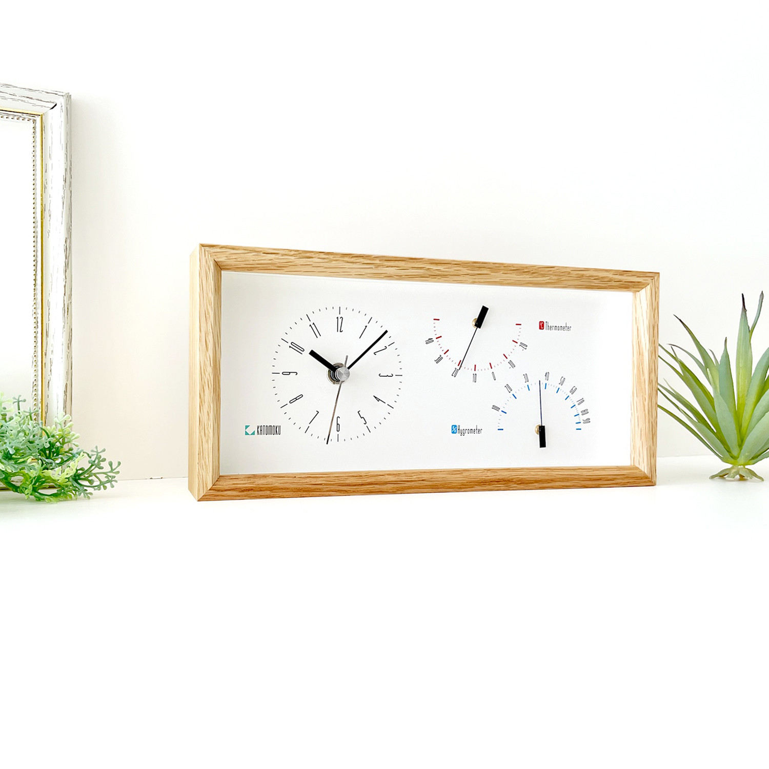 KATOMOKU サーモクロック 温湿度計 オーク km-152OA