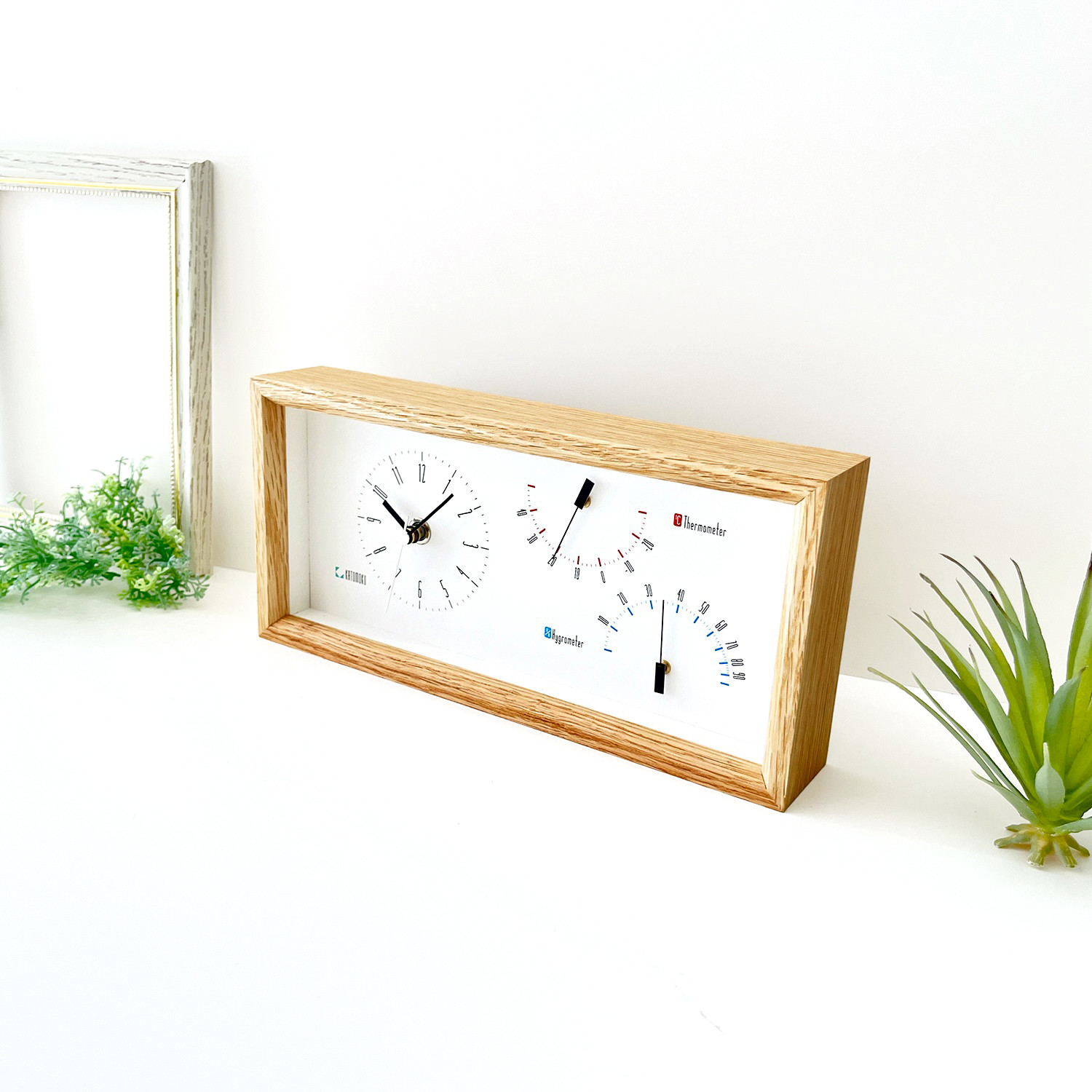 KATOMOKU サーモクロック 温湿度計 オーク km-152OA