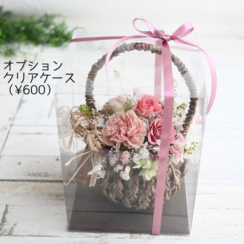 ライラック色のバラ花籠＊プリザーブドフラワー＊アレンジメント