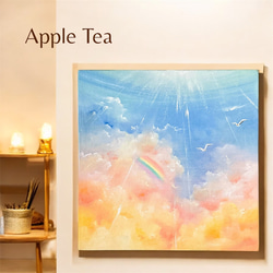 Earth【原画】明るい光の射す方へ〜虹とカモメ(チョークアート.オイル