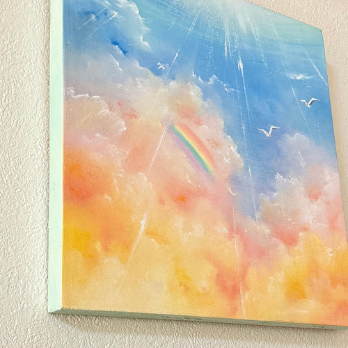 Earth【原画】明るい光の射す方へ〜虹とカモメ(チョークアート.オイル
