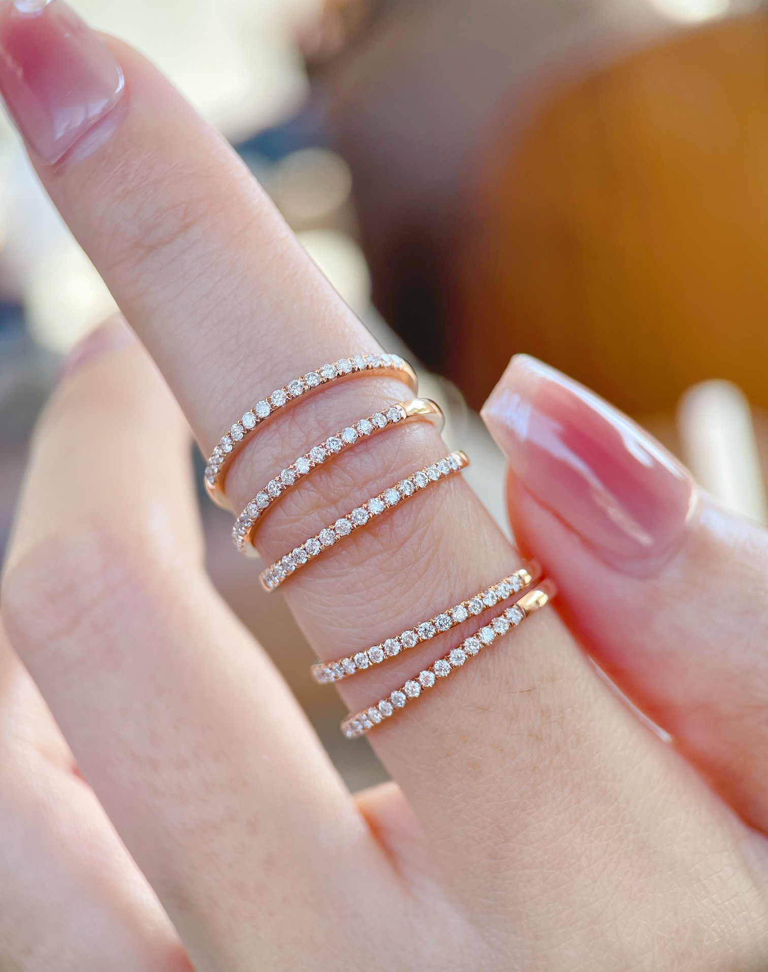 天然ダイヤモンドハーフエタニティリングk18