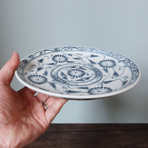 丸皿 クラシック・ブルー バッチャン焼き ベトナム食器 中皿