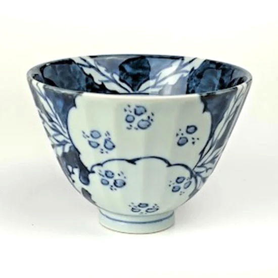 古染 柘榴文様 鎬茶碗 【陶祥窯・有田焼】