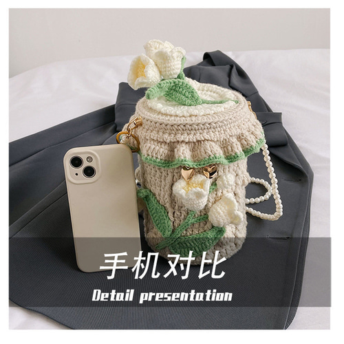 2-in-1 手作りかぎ針編みバッグ ヘアピン かわいいパンダ クロスボディ