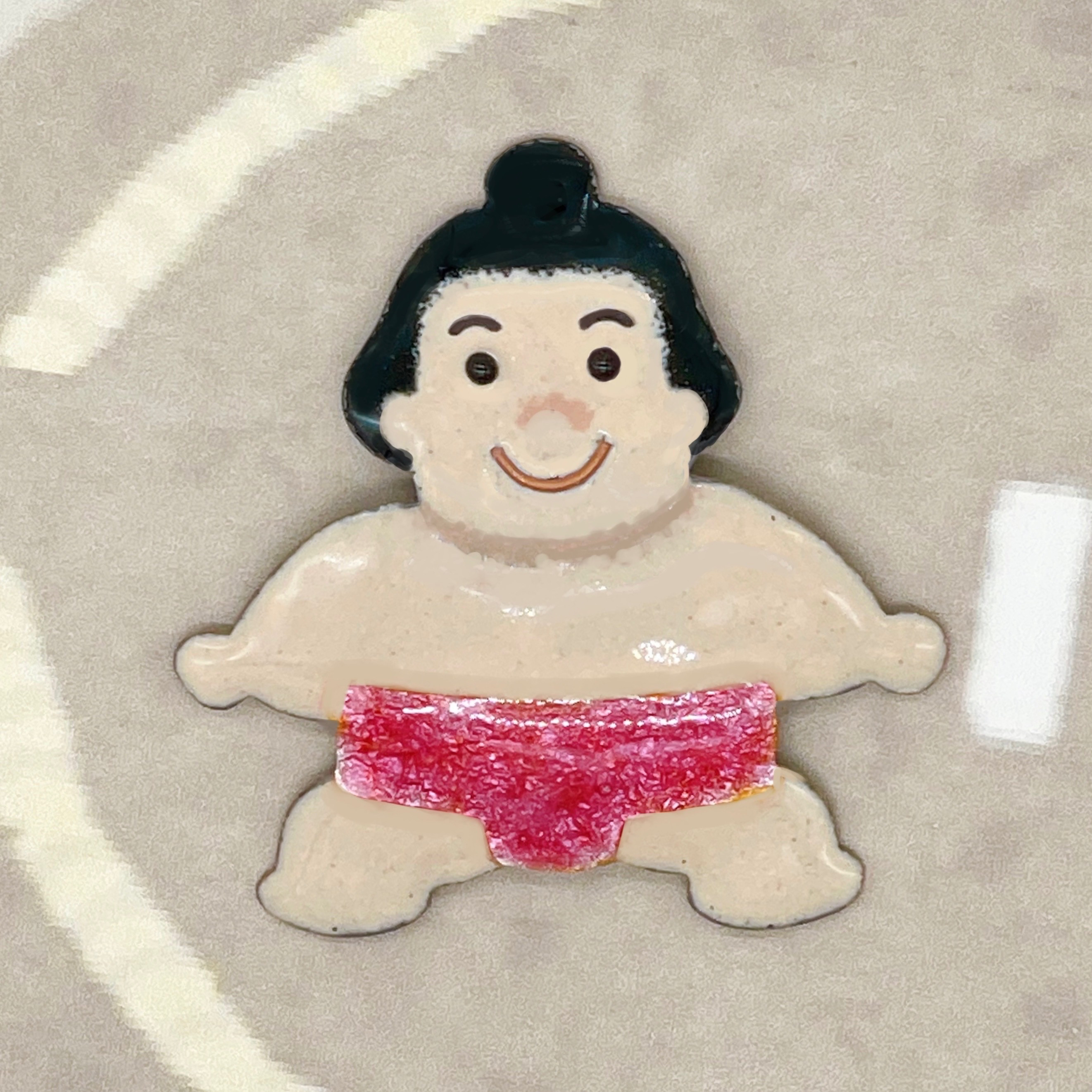 どすこい!技のデパートお相撲さん•七宝焼帯留め（ブローチ金具に変更可）