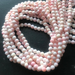 N180 / カスタムボールペン 天然石 クィーンコンクシェル 6mm 6個 クイーンコンクシェル ロータス（蓮花）彫刻 無染色 天然石 丸