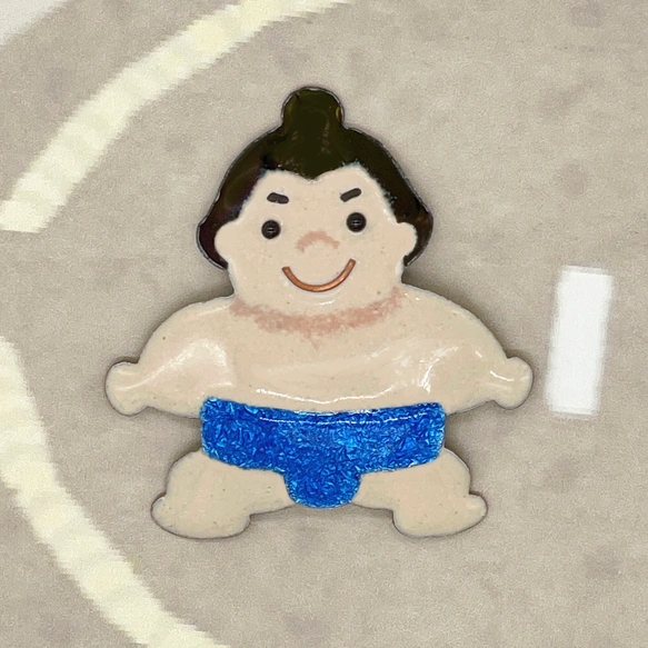ハッキヨイ!イケメンお相撲さん•七宝焼帯留め（ブローチ金具に変更可）