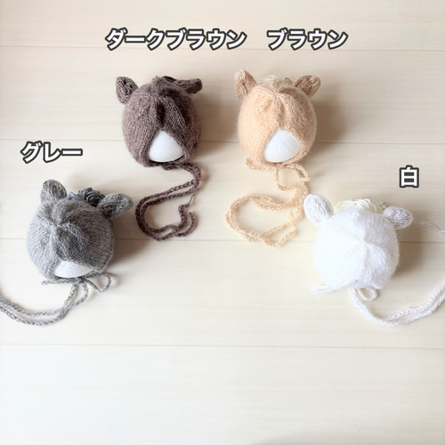ブラウン♪馬帽子&ニューボーンフォト撮影衣装　午年　ウマボンネット　月齢フォト 馬帽子&ロンパース♪ニューボーンフォト撮影衣装 午年 月齢