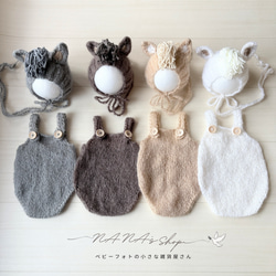 ふわふわ白♪うさぎ耳帽子とロンパース ニューボーンフォト衣装