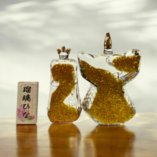 素敵なクリスタルのお雛様 初節句 瑠璃（立雛）日本製 ガラス 置物