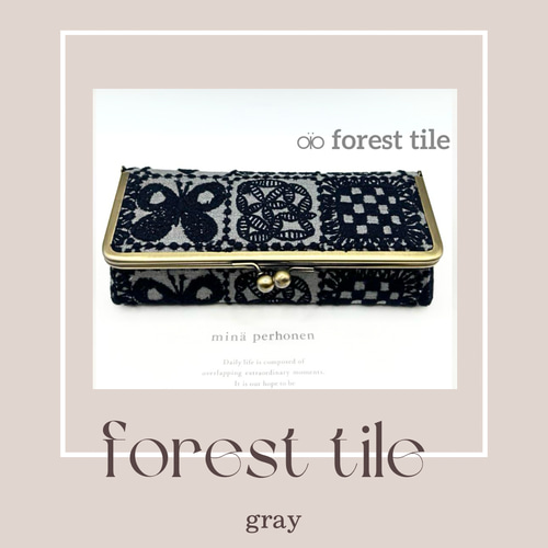 ⚮̈ 受注制作品⚮̈ ミナペルホネン/forest tile/ボックスがま口