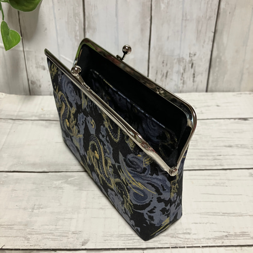 ご依頼品 和柄 龍 ラメ入り 角型がま口 通帳ケース 小物入れ 多目的