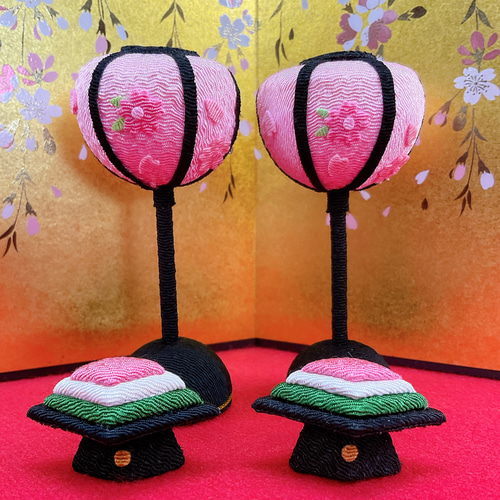 雛道具【桜金屏風＆ぼんぼり＆菱餅】ひな祭り お人形とご一緒に