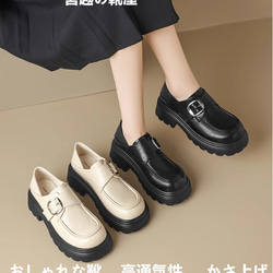 厚底楽福靴女春夏新型インロン風小革靴レトロ太ヒール高メアリージェン