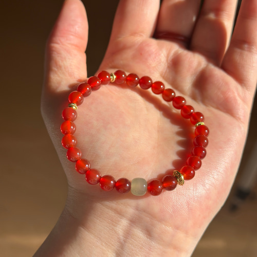 レッドアゲート（紅瑪瑙）と晴水和田玉 ブレスレット ブレスレット