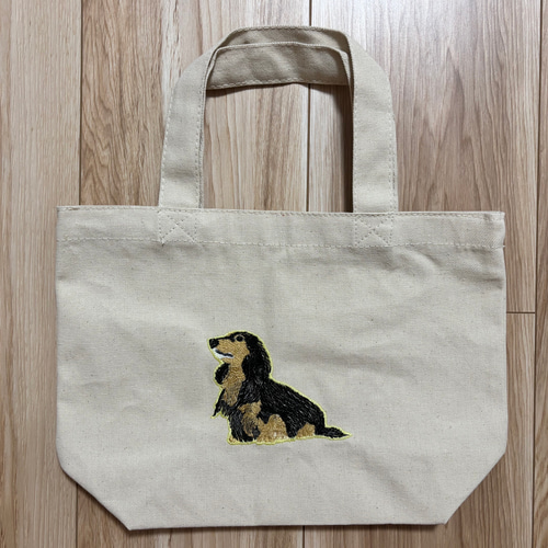 ダックスフンドバッグ、ダックス、刺繍、トートバック トートバッグ