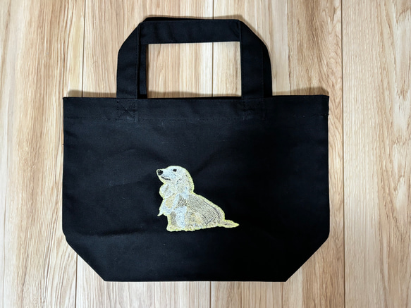ダックスフンドバッグ、ダックスクリーム、刺繍、トートバック トート