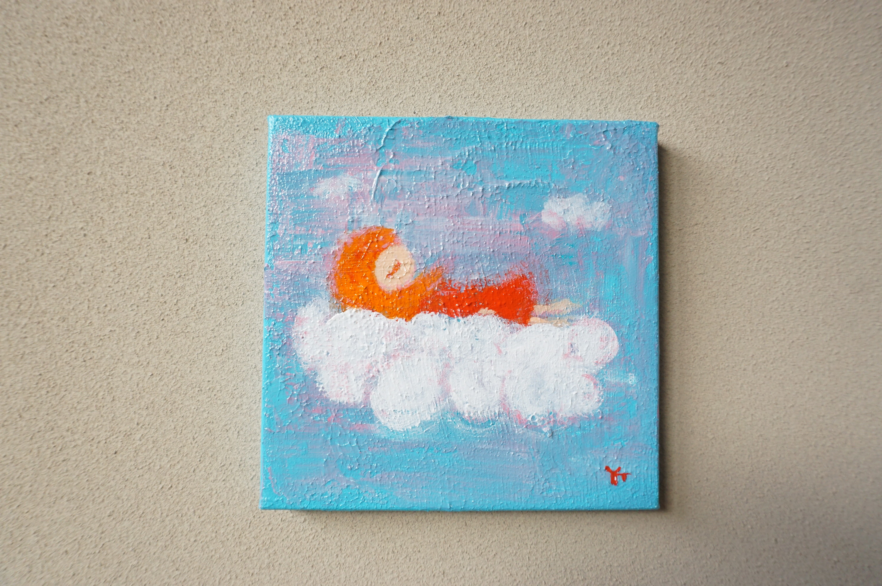 【ハーモニー】絵画 原画 子ども 平和 愛 笑顔 調和 ヒーリングアート 虹 ふわふわ】＃原画＃イラスト＃ヒーリングアート＃キャンバス