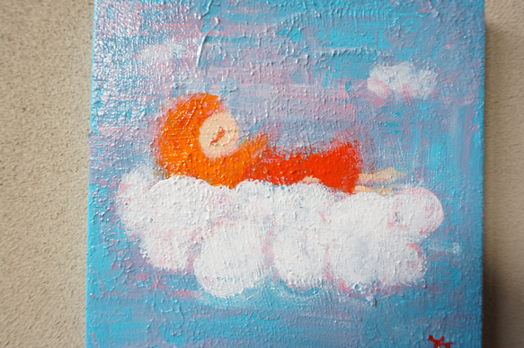 【ふわふわ】＃原画＃イラスト＃ヒーリングアート＃キャンバス＃癒し＃雲＃子供#幸せ＃あたたかい 2枚目の画像